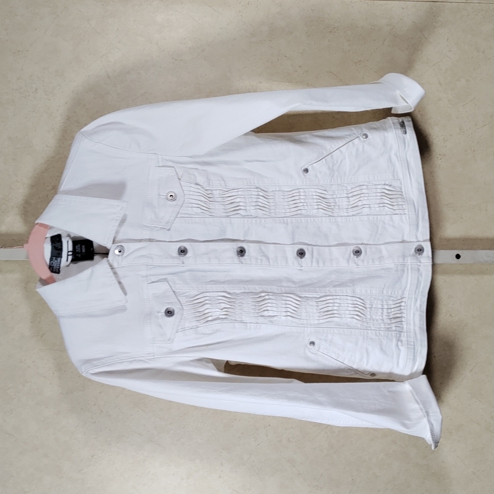 7160 French Dressing white stretch denim jacket M NWT